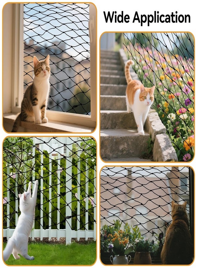Klmnop Cat Netting Balcony, 10 x 13 ft Steel Reinforced Safety Screen for Pets Anti-Fall, Cat Mesh Fence for Balcony, Window, Stair(Black) - Image 5